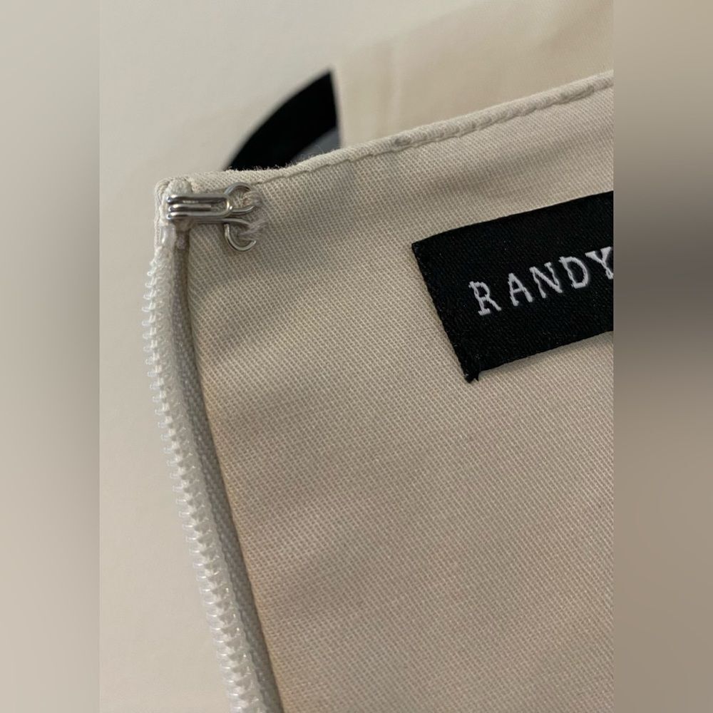 Randy Kemper, Khaki w/ Black Lace Trim, Sleeveless Midi Dress, Size 8 - Picture 6 of 9